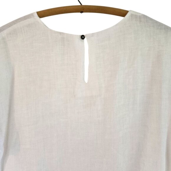 Reistor Womens White Hemp Blouse 2XL Round Neck Cap Sleeve - Picture 10 of 12